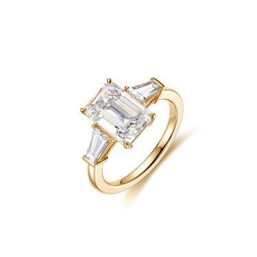 Trine Three Stone Emerald Diamond Ring