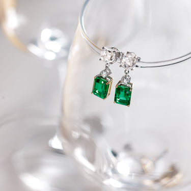 Pulse Emerald Rosecut Two Way Earrings