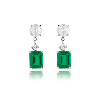 Pulse Emerald Rosecut Two Way Earrings