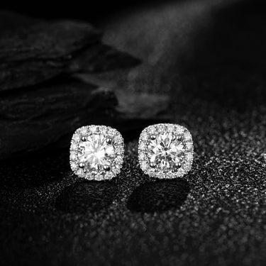 Essential Round Diamond Square Halo Earring