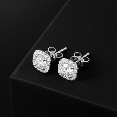 Essential Round Diamond Square Halo Earring