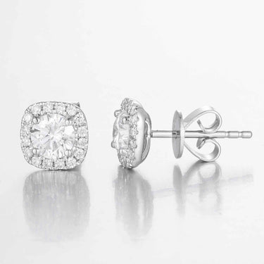 Essential Round Diamond Square Halo Earring