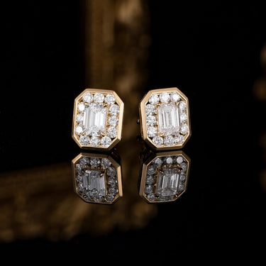 Essential Emerald Halo Bezel Set Earring