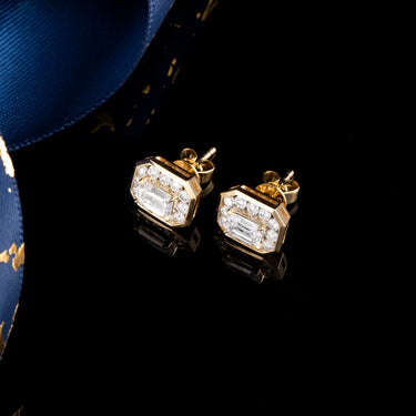 Essential Emerald Halo Bezel Set Earring