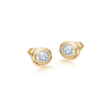 Magic Ellipse Double Bezel Earring Studs, Oval