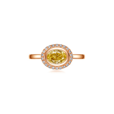 Magic Ellipse Pavé Yellow Diamond Ring, Oval