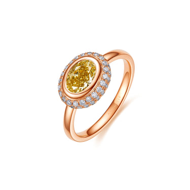 Magic Ellipse Pavé Yellow Diamond Ring, Oval
