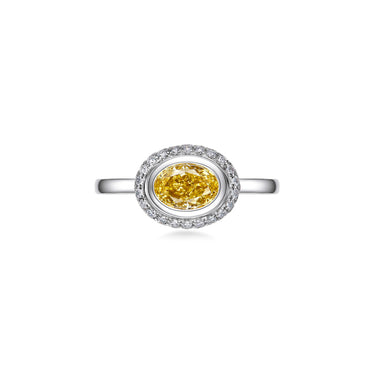 Magic Ellipse Pavé Yellow Diamond Ring, Oval
