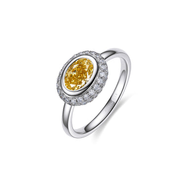 Magic Ellipse Pavé Yellow Diamond Ring, Oval