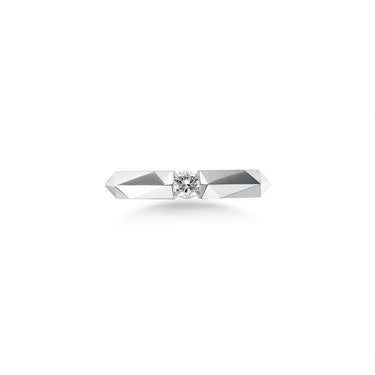 Facet Pulse Thin Band Ring, 1 Stone (Platinum)