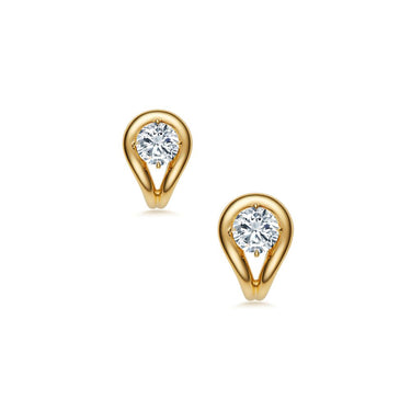 Grace Round Diamond Curve Earrings, Polished, Pin