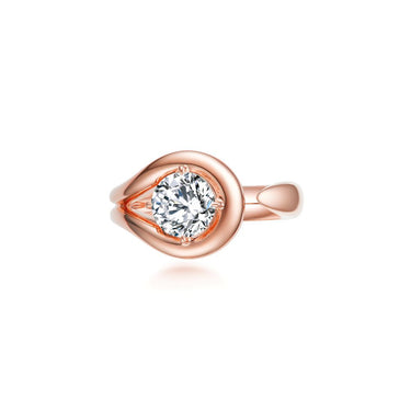 Infinity Grace Round Diamond Curve Ring, Polished Band