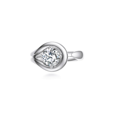 Infinity Grace Round Diamond Curve Ring, Polished Band