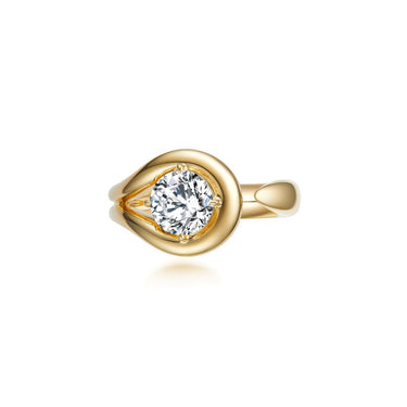 Grace Round Diamond Curve Ring, Polished Band