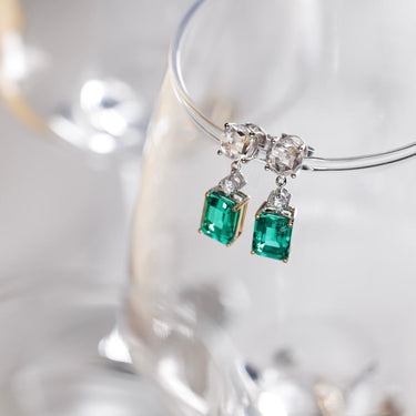 Pulse Emerald Rosecut Two Way Earrings