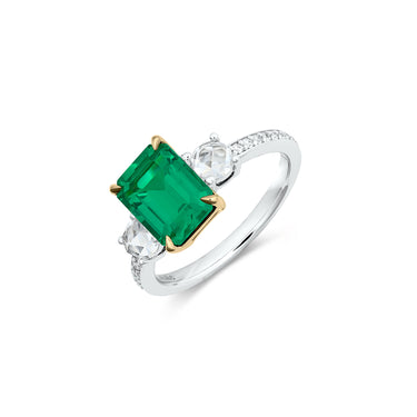 Trine Three Stone Emerald Gemstone Ring