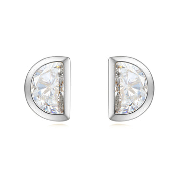 曙光Joy · 半月形培育钻石包镶耳钉