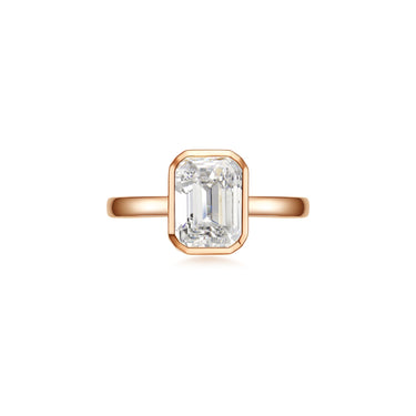 Magic Ellipse Single Bezel Diamond Ring, Large Emerald