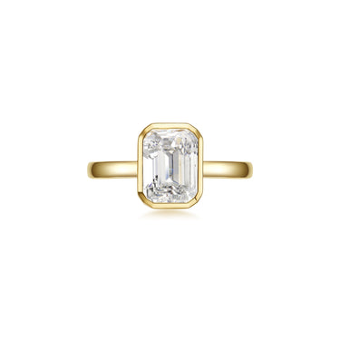 Magic Ellipse Single Bezel Diamond Ring, Large Emerald