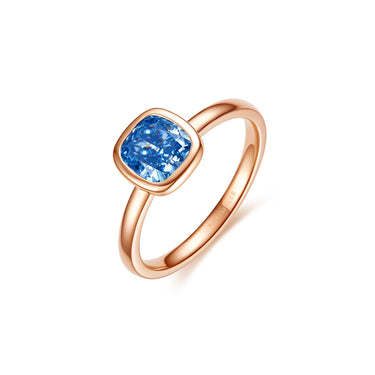 Magic Ellipse Single Bezel Diamond Ring, Small Blue Cushion