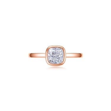 Magic Ellipse Single Bezel Diamond Ring, Small Certified White Cushion