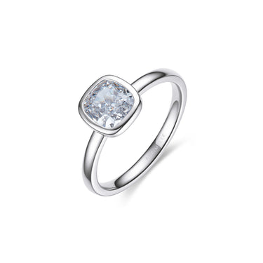Magic Ellipse Single Bezel Diamond Ring, Small Certified White Cushion