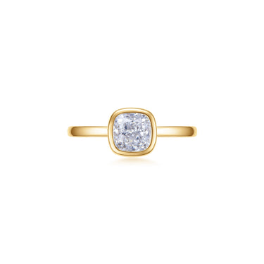 Magic Ellipse Single Bezel Diamond Ring, Small Certified White Cushion