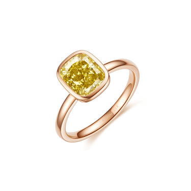 Magic Ellipse Single Bezel Diamond Ring, Small Yellow Cushion