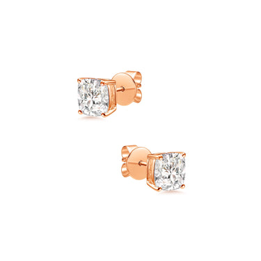 Orbit Solitaire Square Cushion Earring Studs, 1.5ct