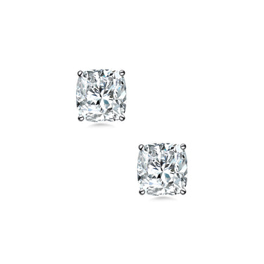 Orbit Solitaire Square Cushion Earring Studs, 1.5ct