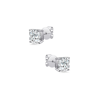 Orbit Solitaire Square Cushion Earring Studs, 1.5ct