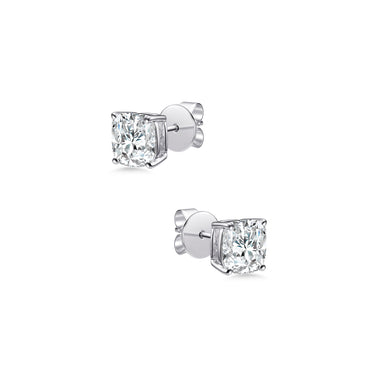 Essential Solitaire Square Cushion Earring Studs, 0.75ct