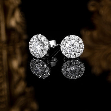 流光 · 圆形培育钻石围镶耳钉