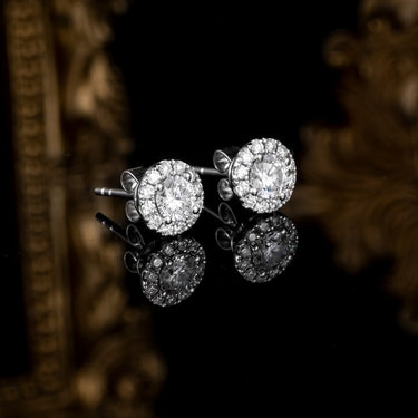 流光 · 圆形培育钻石围镶耳钉