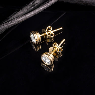 流光 · 圆形培育钻石包镶耳钉