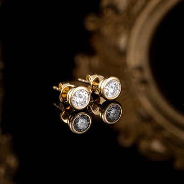 流光 · 圆形培育钻石包镶耳钉