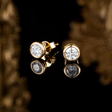 流光 · 圆形培育钻石包镶耳钉