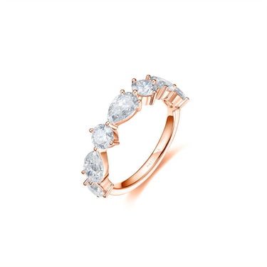 Petal Timeless Pear and Round Eternity Ring, Half Band