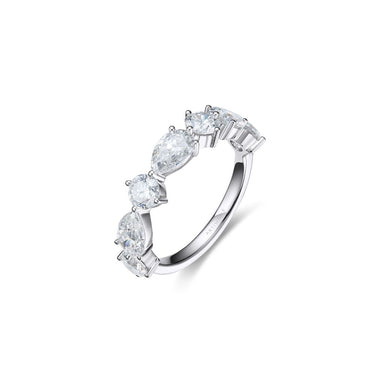Petal Timeless Pear and Round Eternity Ring, Half Band