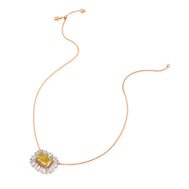 Lumina Yellow Diamond Necklace, Pear and Tapered Baguette Sidestone