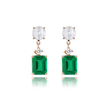 Imperial Emerald Rose-cut Two-Way Earrings