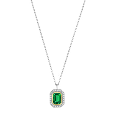 Imperial Emerald Halo Pendant Necklace