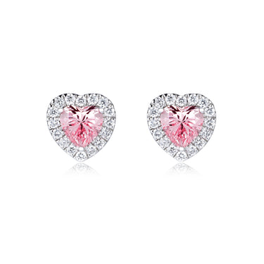 Cherish Heart Pink Sapphire Earring Studs