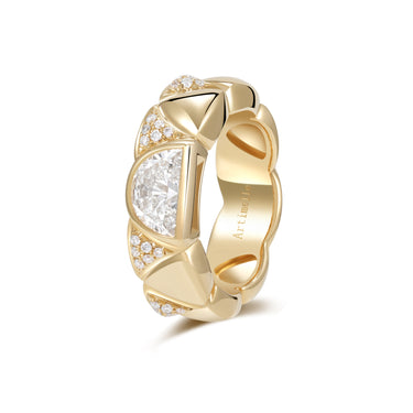 曙光Magic · 半月形培育钻石宽版戒指