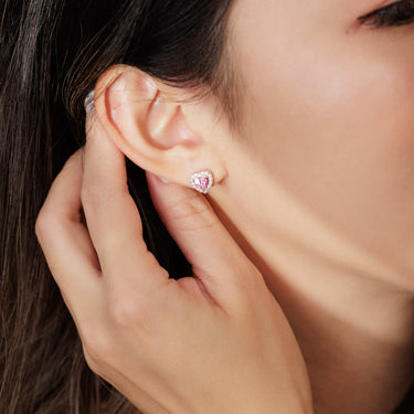 Cherish Heart Pink Sapphire Earring Studs