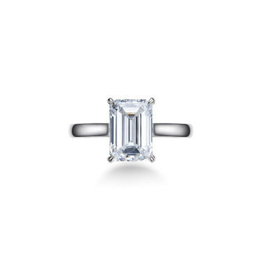 Solaris Solitaire Emerald Diamond Ring, Polished Band