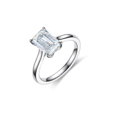 Solaris Solitaire Emerald Diamond Ring, Polished Band