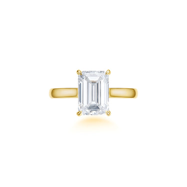 Solaris Solitaire Emerald Diamond Ring, Polished Band
