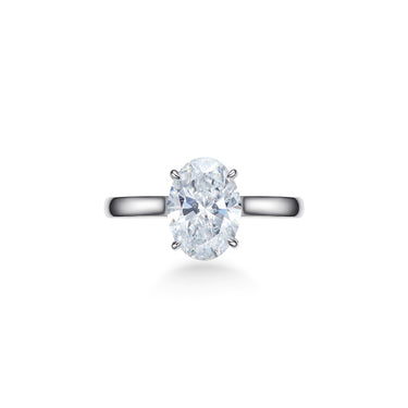 Solaris Solitaire Oval Diamond Ring, Polished Band