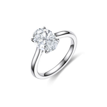 Solaris Solitaire Oval Diamond Ring, Polished Band
